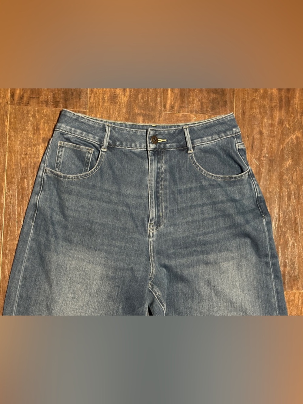 NWT Halara Flex High Waisted Wide Leg Rolled Hem Jeans Women’s Medium - Picture 5 of 9